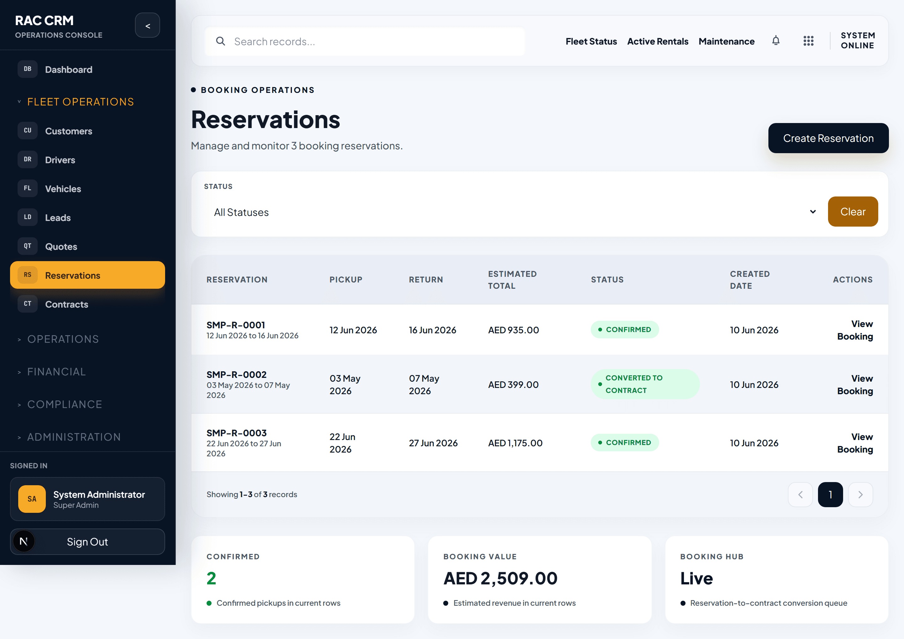 Create Reservation