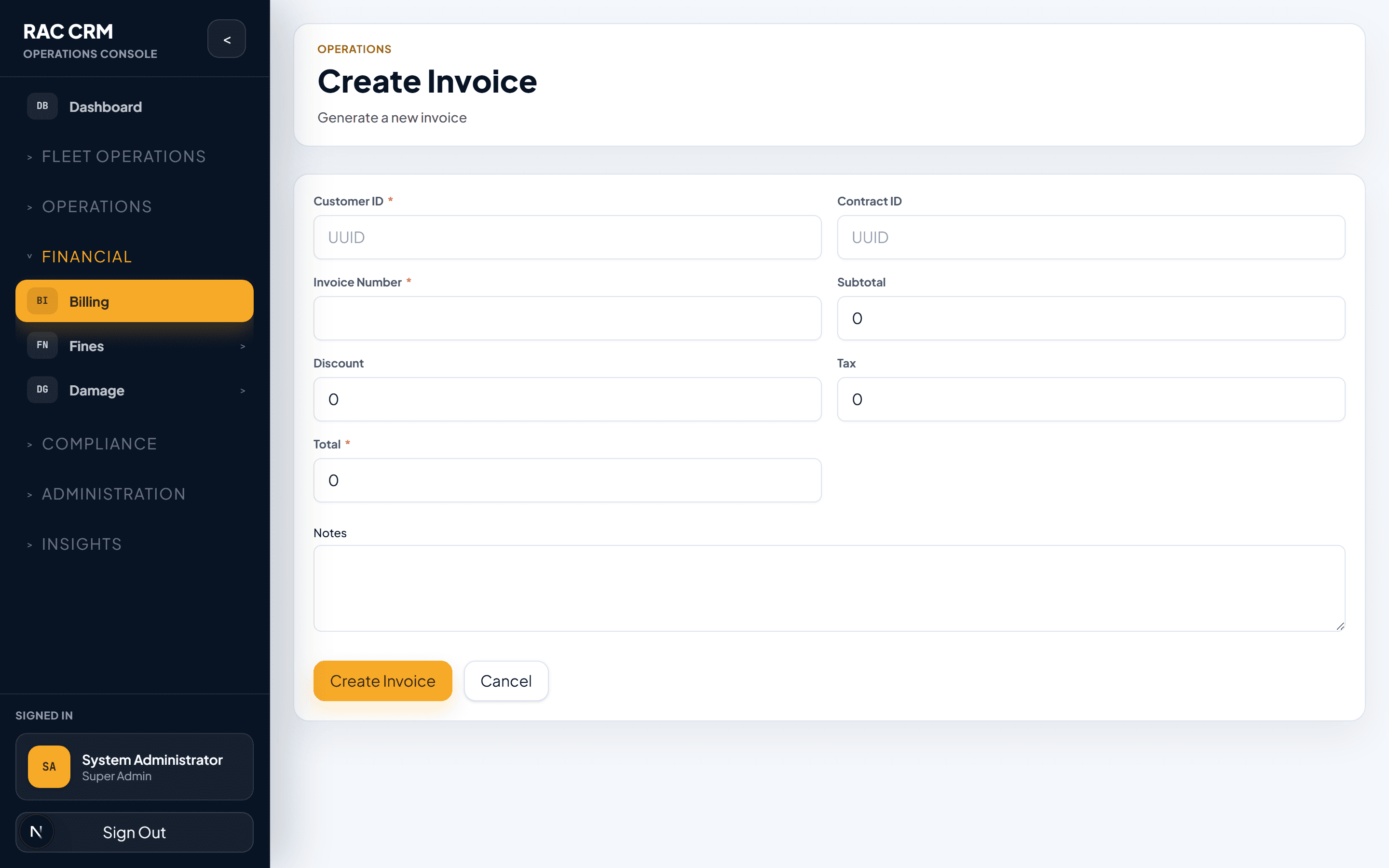Create Invoice