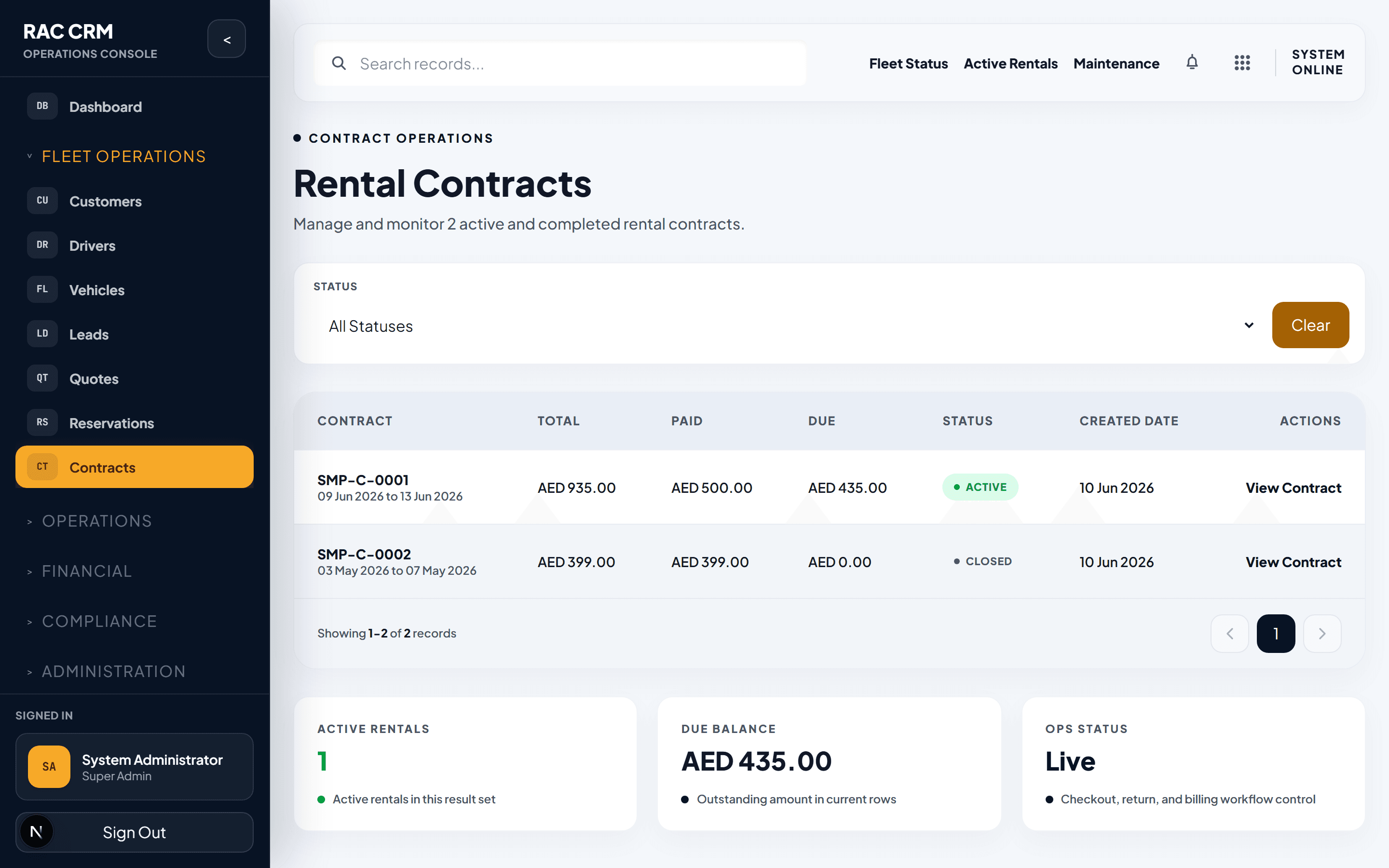 Contract List