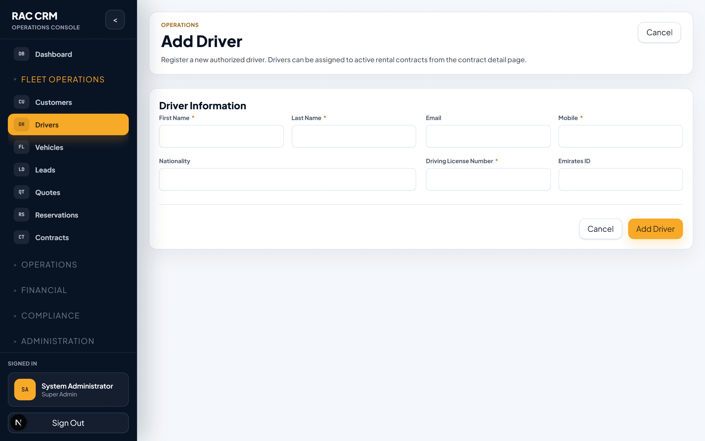 Create Driver