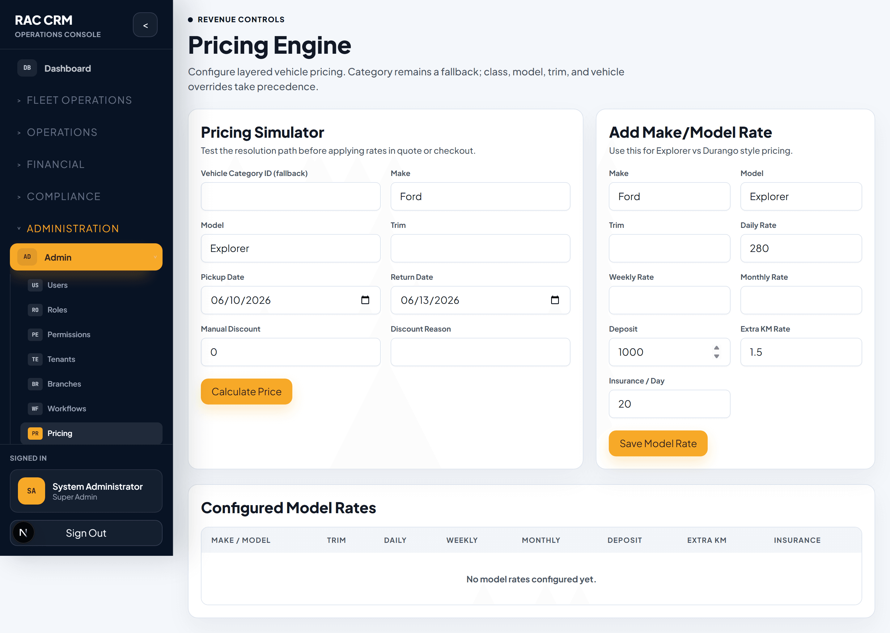 Pricing Configuration